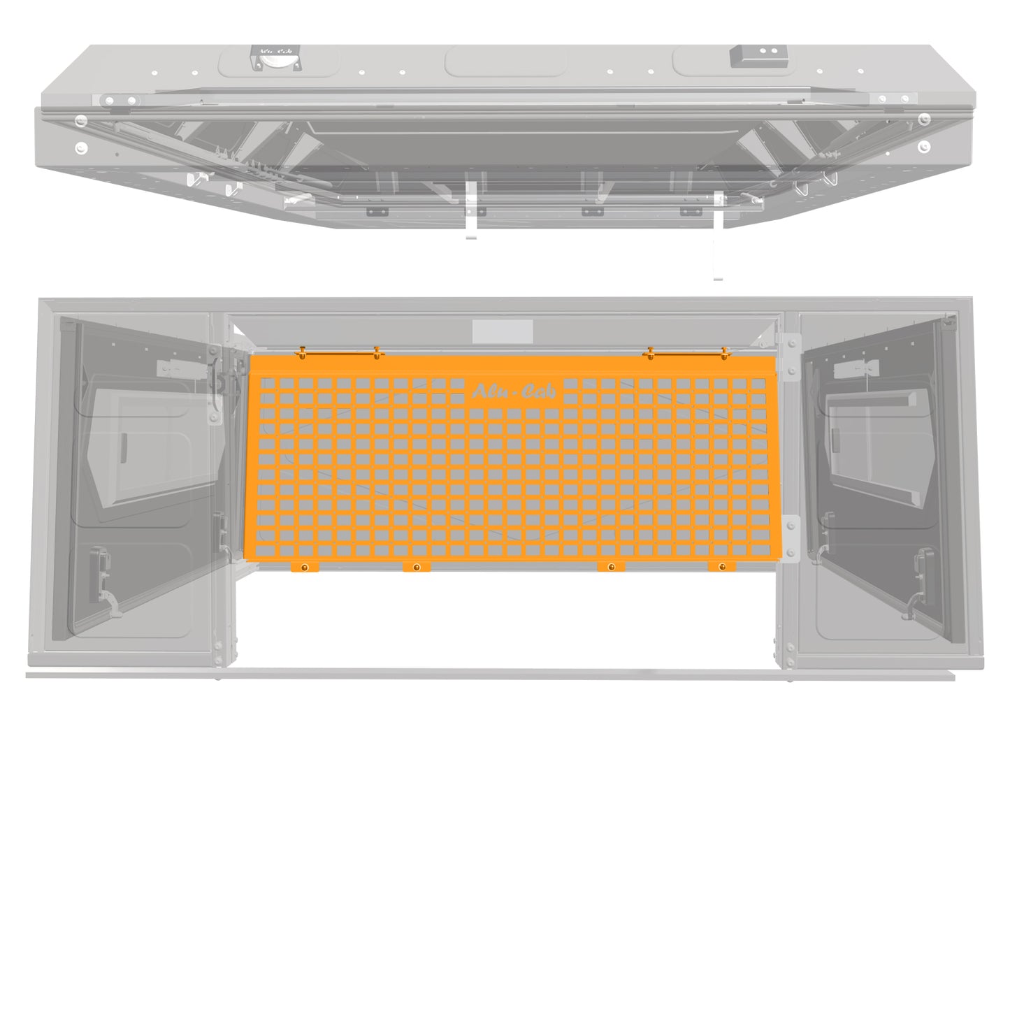 Zeichnung des ModCAPs mit einer montierten Molleplatte für das Front Panel im Innenraum.