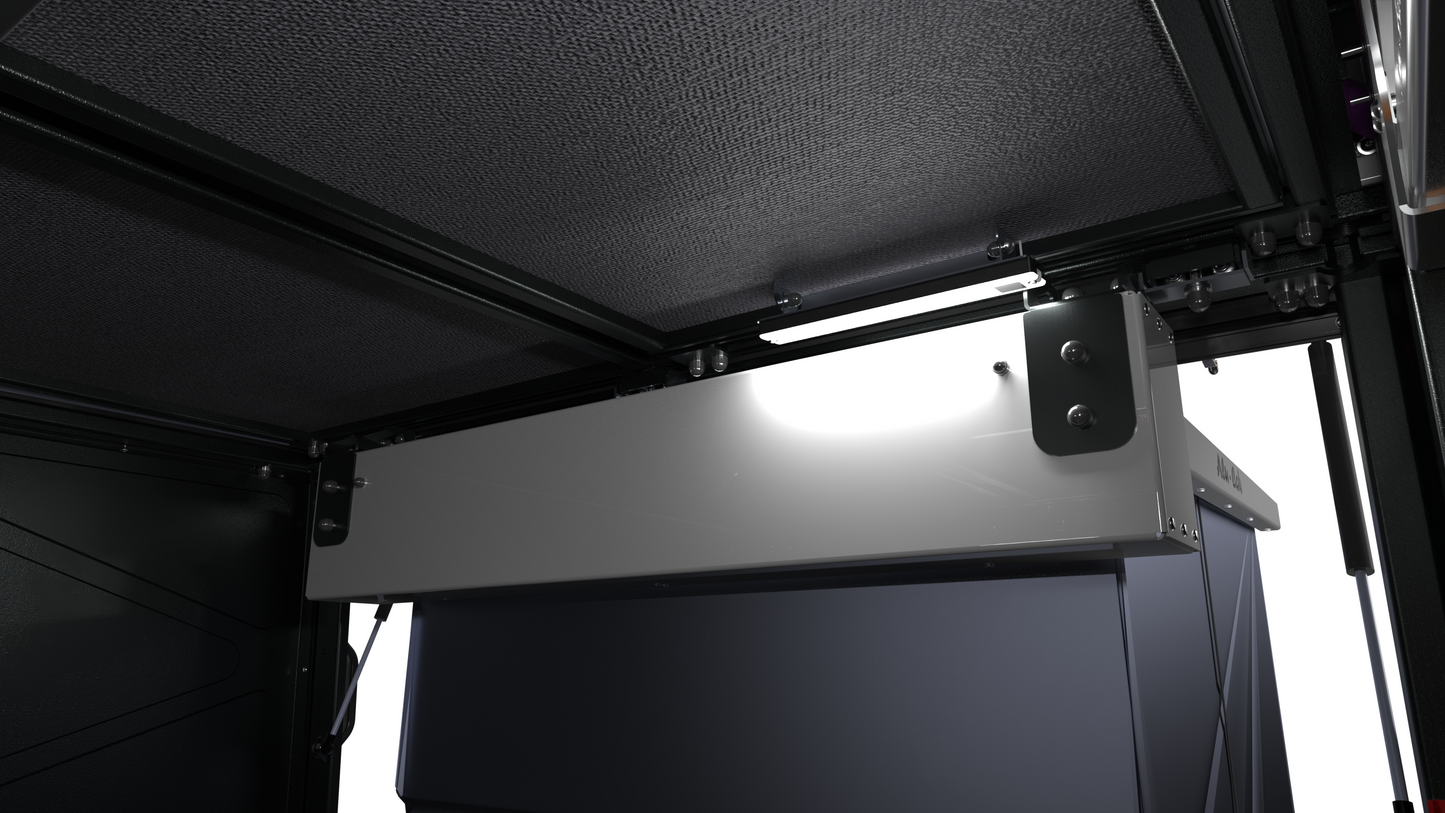 Detailbild der Showercube Halterung im Inneren des ModCAPs.
Inklusive Licht im Inneren mit aufgebautem Shower Cube