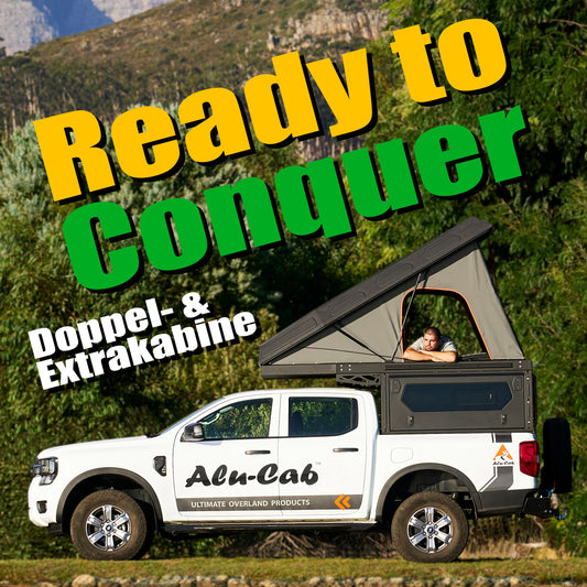 ModCAP Camper für Doppel- und Extrakabine. Auf einem Pick-Up montiert. Ready to Conquer Variante.