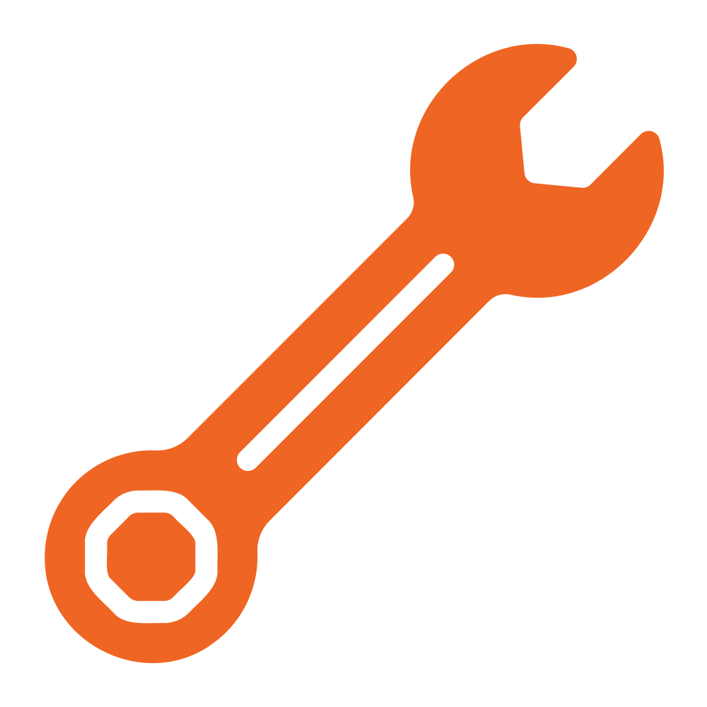 orangener Schraubenschlüssel Icon.