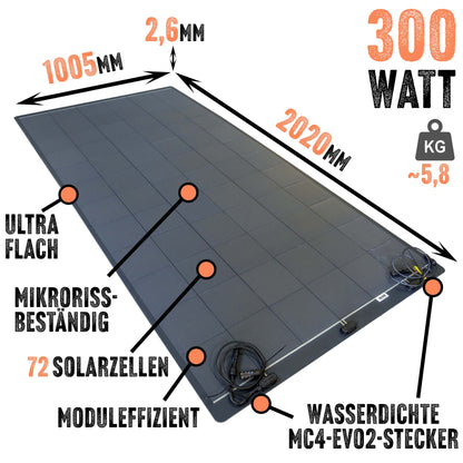 Flexibles Solarpanel - 300W, transparent